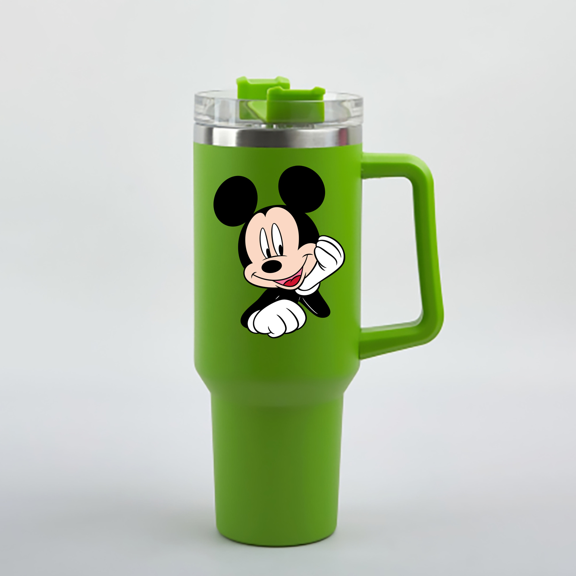 （画像用） ミッキーマウス Mickey Mouse 1200mL車用タンブラー - クリスタルステッカー（プラスチックストロー付き）